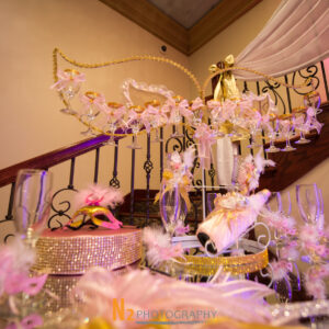 Beautiful champagne display at our reception hall - Alegria Gardens