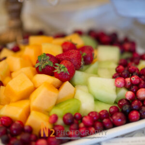 Melons, strawberries, and cranberries at our reception hall - Alegria Gardens