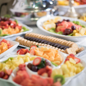 Fruit and cookie display at our reception hall - Alegria Gardens