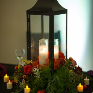 Greenery with candles at our reception hall - Alegria Gardens