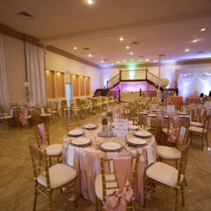 Tables and chairs at our wedding venue - Alegria Gardens