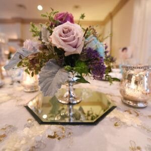 Rose center piece at our wedding venue - Alegria Gardens