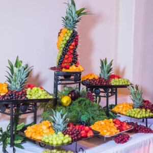 Beautiful fruit display at our reception hall - Alegria Gardens