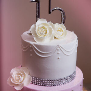 Cake at with a 15 on top at our party hall - Alegria Gardens