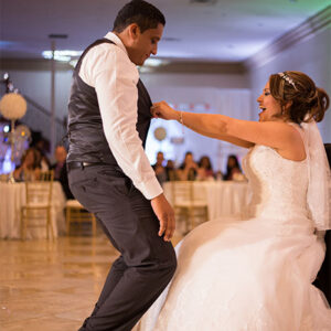 Groom finding the garter at our reception hall - Alegria Gardens