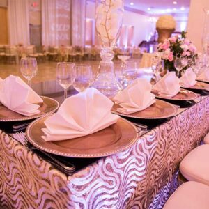Beautifully decorated table at our wedding venue - Alegria Gardens