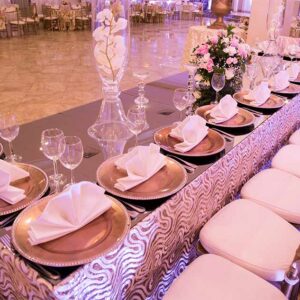 Table with chairs at our wedding venue - Alegria Gardens