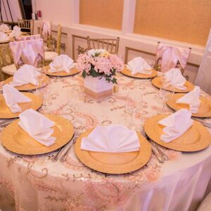 A beautifully decorated table at our wedding venue - Alegria Gardens