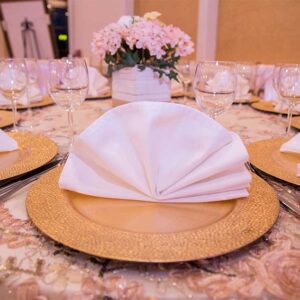 A folded napkin at our wedding venue - Alegria Gardens