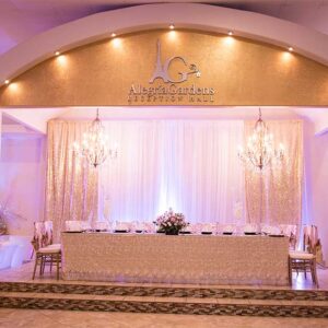 Wedding party table at our wedding venue - Alegria Gardens