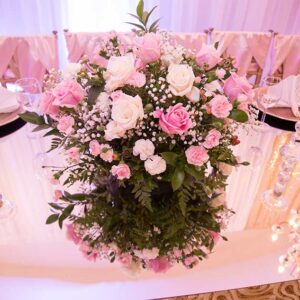 Flower arrangement at our reception hall - Alegria Gardens