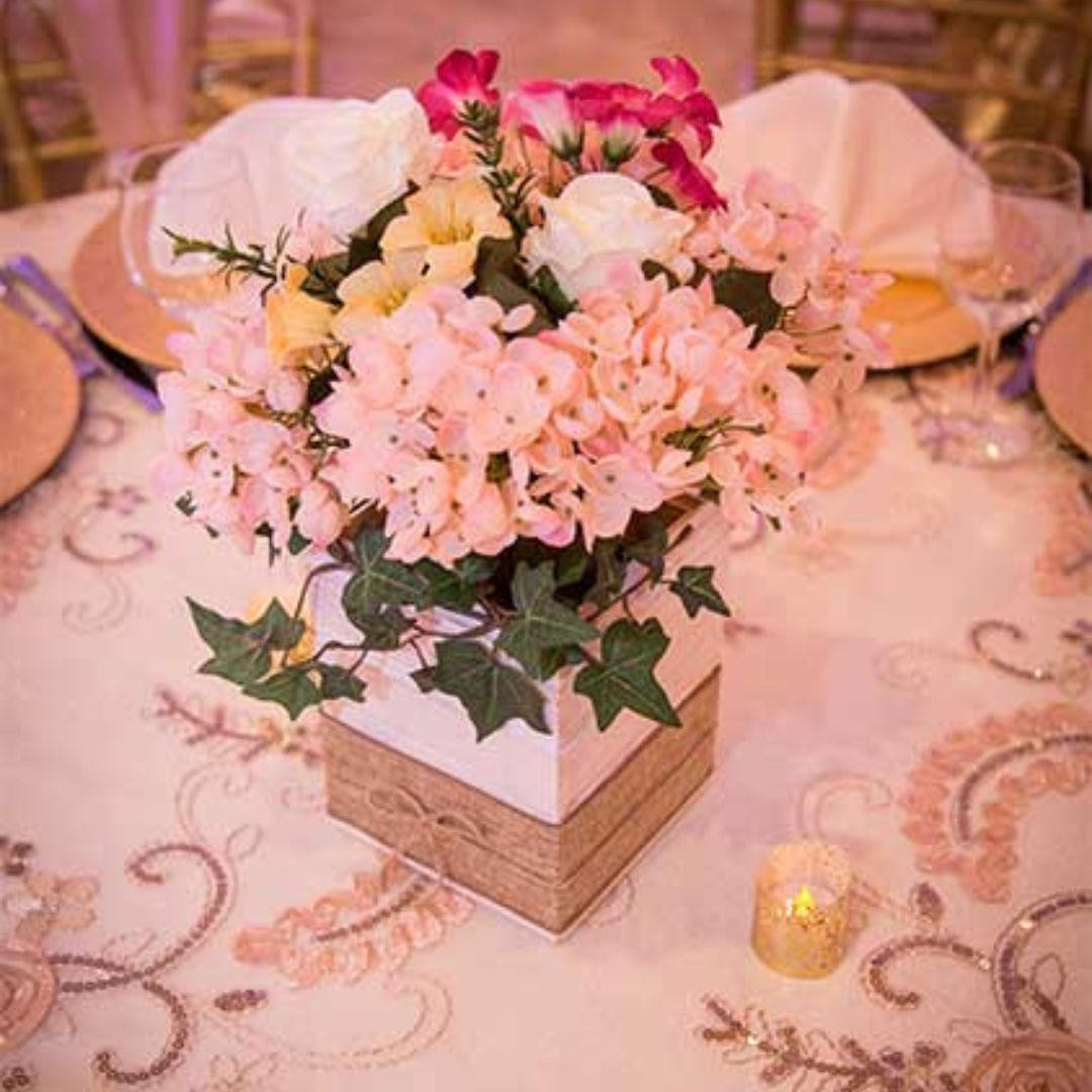 flower centerpiece on table