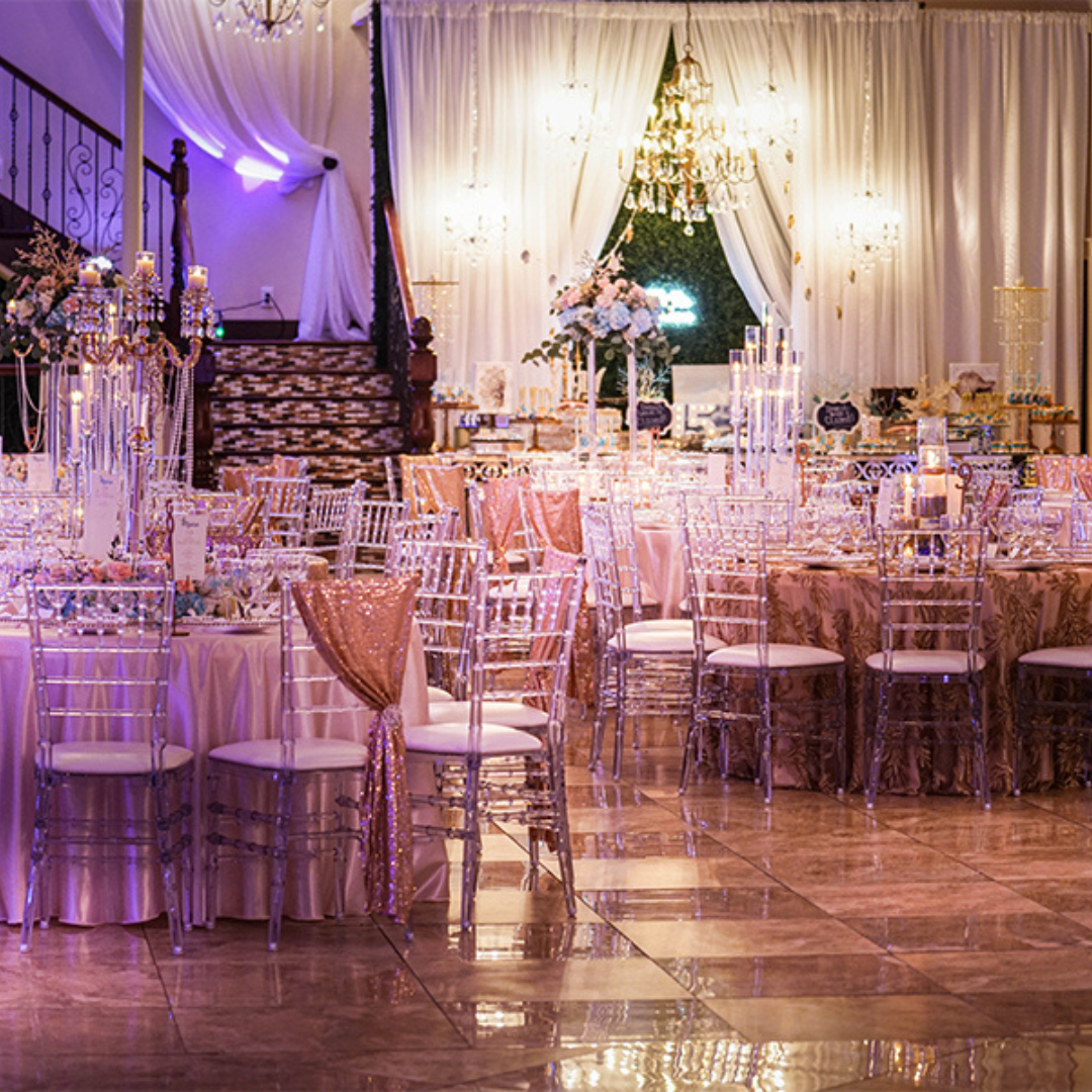 tables set for wedding