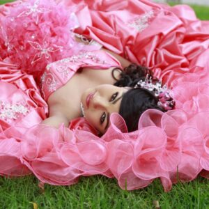 girl in pink Quinceanera dress