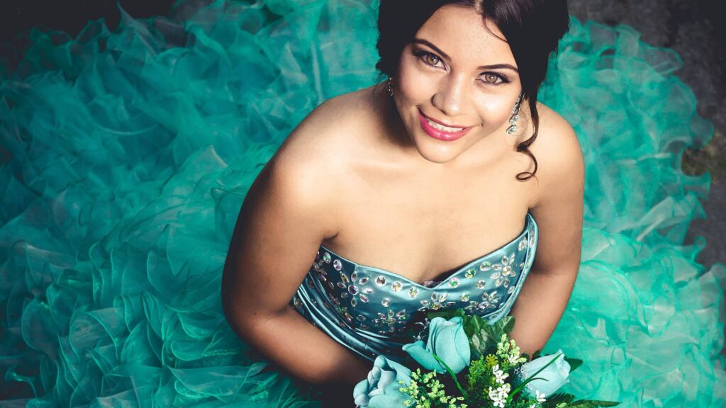 girl in her Quinceanera dress